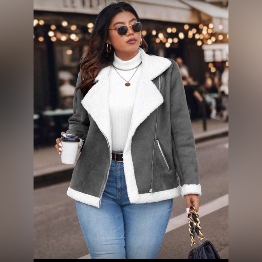 Women's Gray and White Jacket